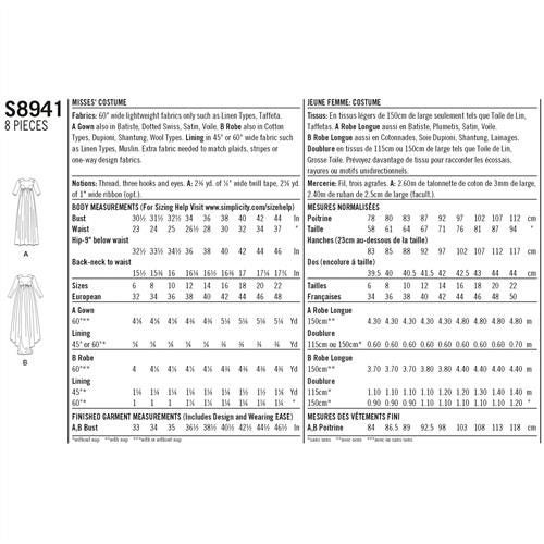 Simplicity Pattern 8941 Misses' Misses' Costume 14-16-18-20-22 Carousel 2