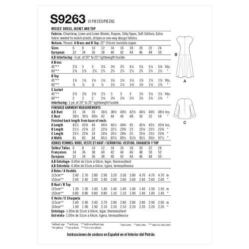 Simplicity Pattern 9263 Miss Dress Jacket Top U5 (16-18-20-22-24) Carousel 2