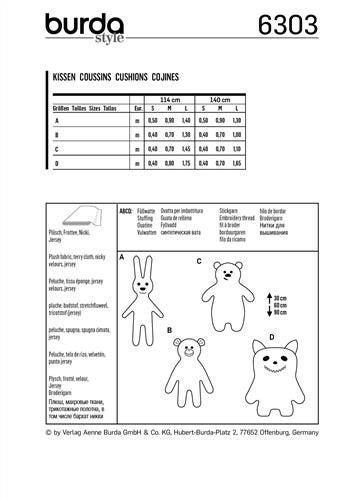 Burda Style Pattern 6303 Motif Pillows S-M-L Carousel 2