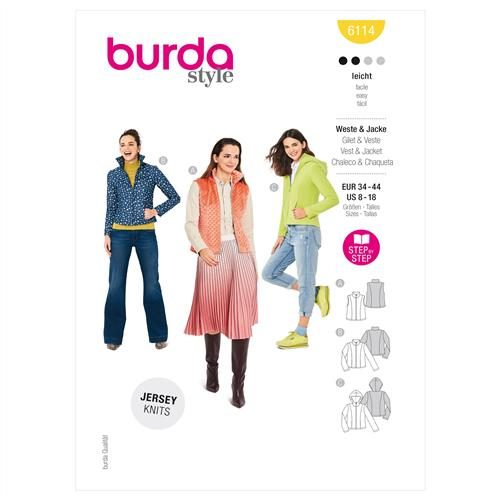 Burda Pattern 6114 Misses' Waistcoat Vest & Jacket 34-44 Carousel 1