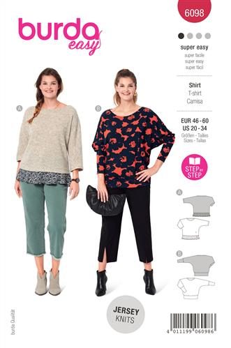 Burda Pattern 6098 Misses' Top with Kimono Sleeves 20-34 (46-60) Carousel 1