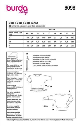 Burda Pattern 6098 Misses' Top with Kimono Sleeves 20-34 (46-60) Carousel 2