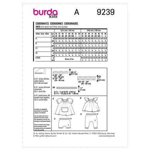 Burda Pattern 9239 Babies' Co-ords 1M-3 (56-98) Carousel 2
