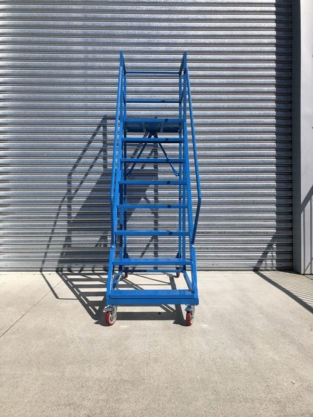 Warehouse Mobile Ladder with Work Platform 9 Steps - Blue 2.5m Carousel 1