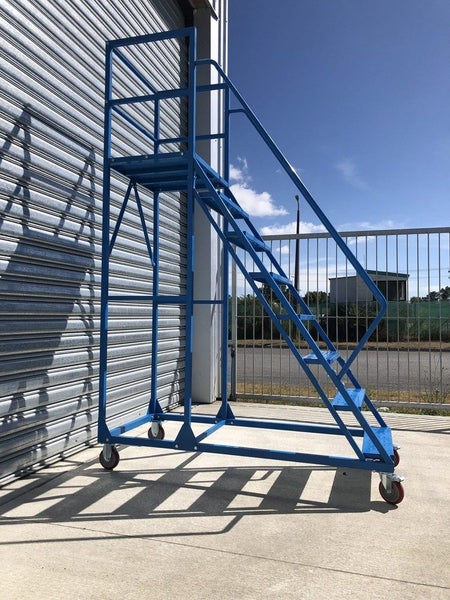 Warehouse Mobile Ladder with Work Platform 9 Steps - Blue 2.5m Carousel 2