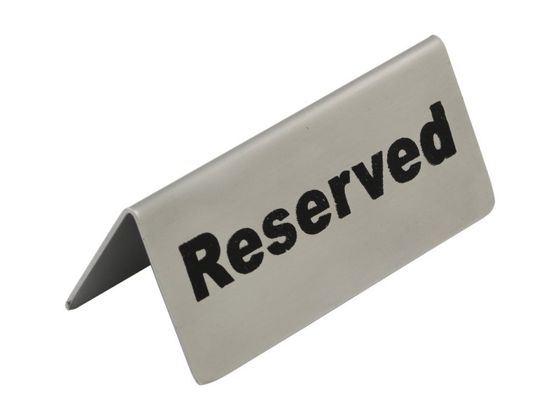 'Reserved' - Double Sided Restaurant Table Reservation Sign - Stainless Steel Carousel 1