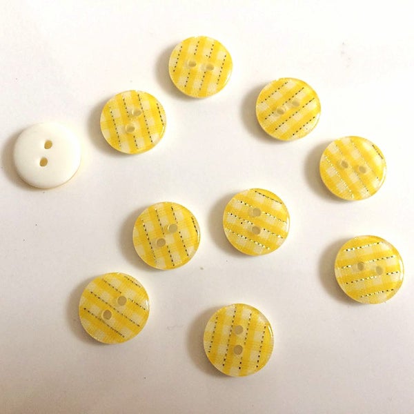 Gingham Buttons Yellow FREE COMBINING Carousel 1