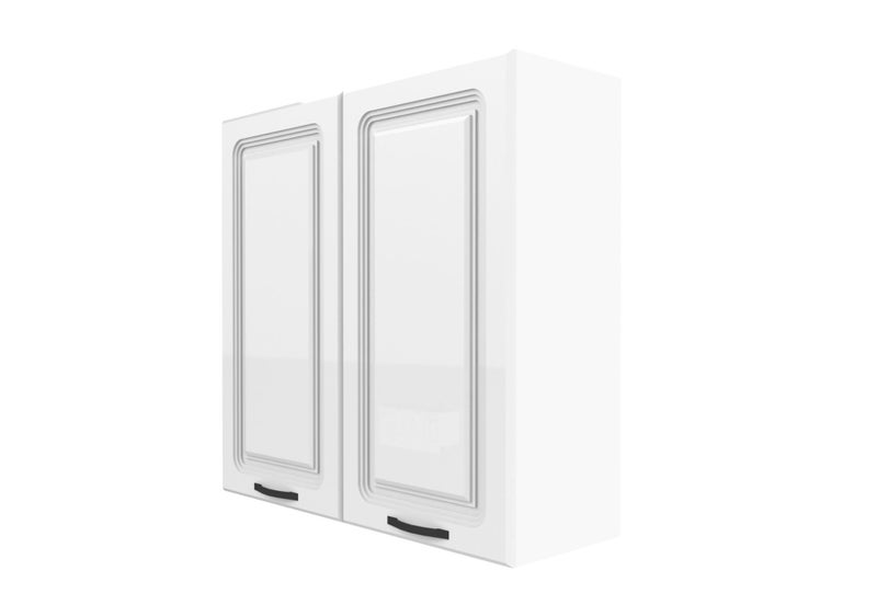 Italian Made shaker style high gloss white wall cabinet with Blum Hardware Carousel 2