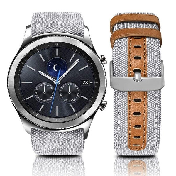 Denim & Leather Watch Straps Compatible with the Garmin Venu 2 Plus Carousel 1