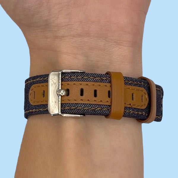 Denim & Leather Watch Straps Compatible with the Xiaomi Mi Watch Smartwatch Carousel 2
