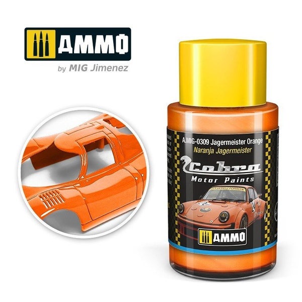 AMMO by Mig Jimenez A.MIG-0309 Cobra Motor Jagermeister Orange Acrylic Paint Carousel 1