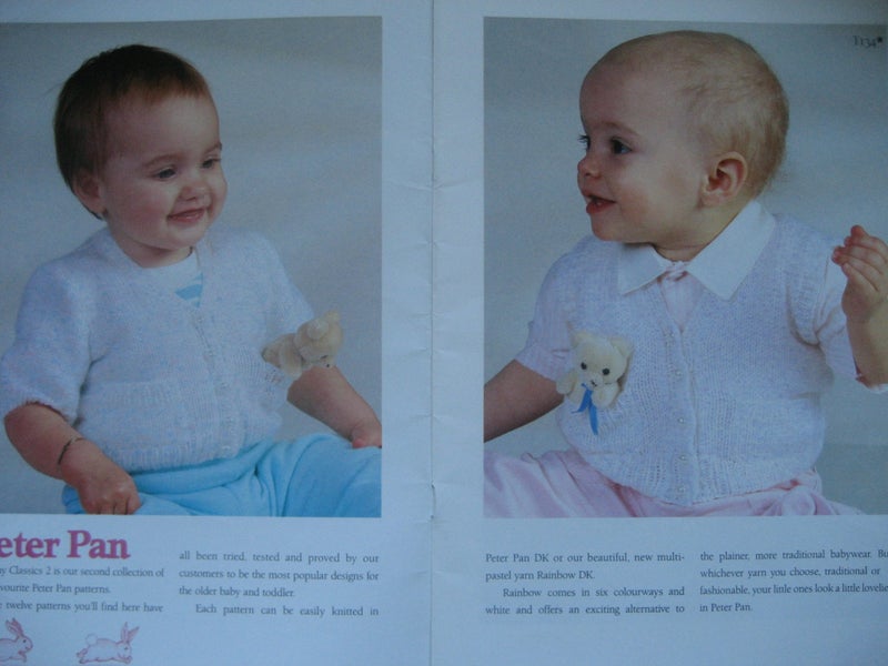 12 KNITTING BABY PATTERNs Peter Pan 8ply Wool Cardigans Jumpers Jacket Carousel 2
