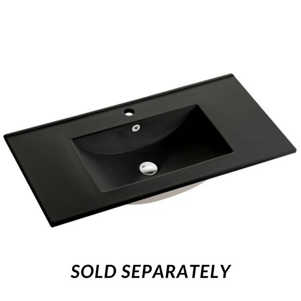 PLYWOOD 900 FLOOR STANDING VANITY BLACK & LIGHT OAK Carousel 9