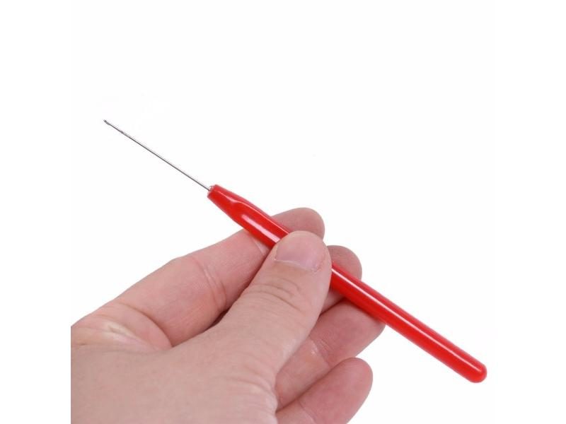 6pcs Red Plastic Handle Hook Needle Threader For Micro Ring Hair Extension Carousel 1