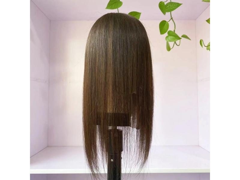 Brown Human Hair Topper 5X5inch 4D Fringe For Women With Side Bangs Carousel 1