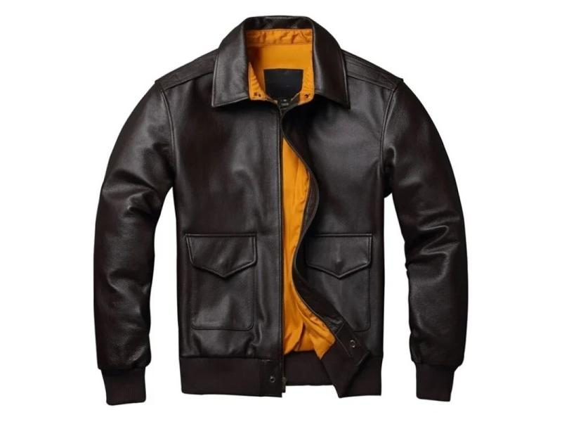 Men's Genuine Leather Jacket Military Pilot Jackets Air Force Flight A2 Jacket Carousel 2
