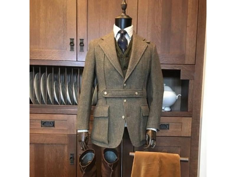 Herringbone Men's Vintage Steampunk Slim Fit Tailored Coat Formula 1 Y2k Carousel 2