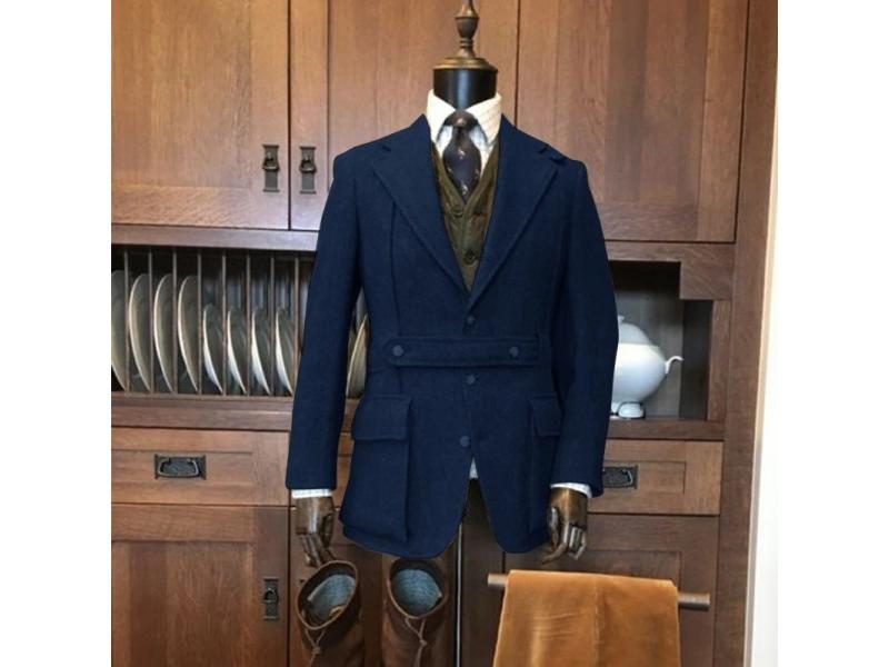 Herringbone Men's Vintage Steampunk Slim Fit Tailored Coat Formula 1 Y2k Carousel 1