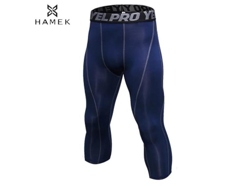 Men 3/4 Compression Running Tights Sports Skins Running Pants Fitness Gym Yoga Carousel 2