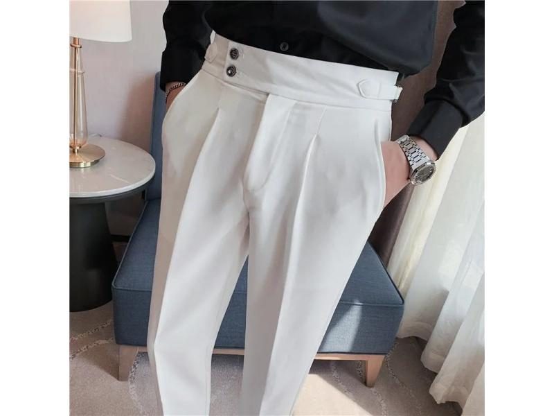 Business Casual Draped High-waist Solid Color Men's Formal Pants Carousel 1