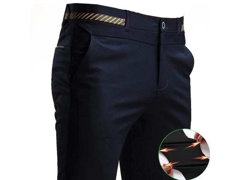 Stretch Suit Trousers For Men Office Pants Non-Ironing Slim Fit Bridegroom Carousel 1