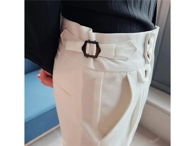 British Style Men Autumn Solid Color Slim Fit Dress Pants Carousel 1