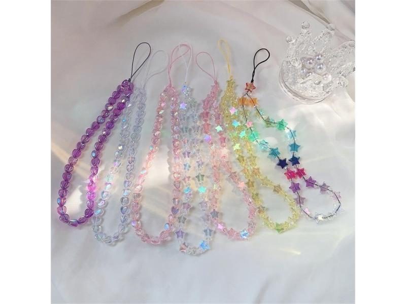 Cute Star Beaded Phone Chain Acrylic Beaded Korea Phone Pendant Lovely Coloful Carousel 2