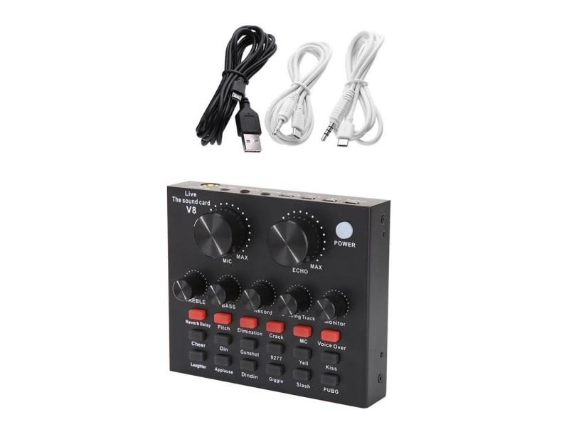 V8 Audio USB External Sound Card Headset Microphone Webcast Personal Carousel 1