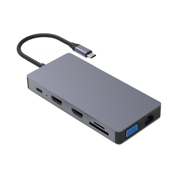 Type C Docking Station 12 In 1 Multiport Hub Adapter USB 2HDMI+VGA Dongle Carousel 1