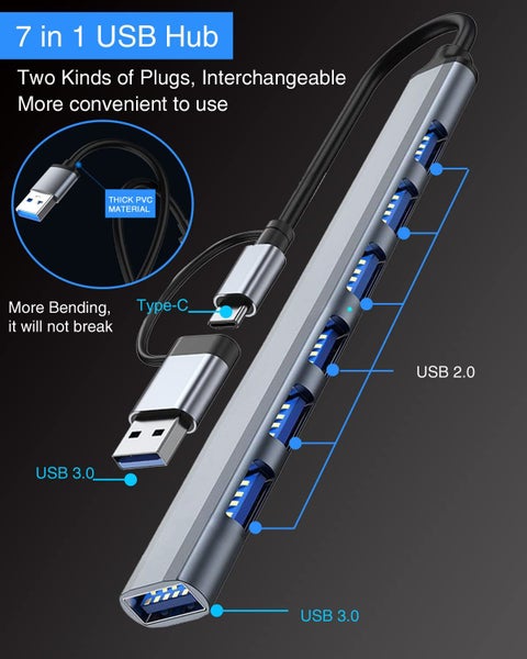 7-USB Port USB Hub 3.0 USB Splitter USB Extender Carousel 2