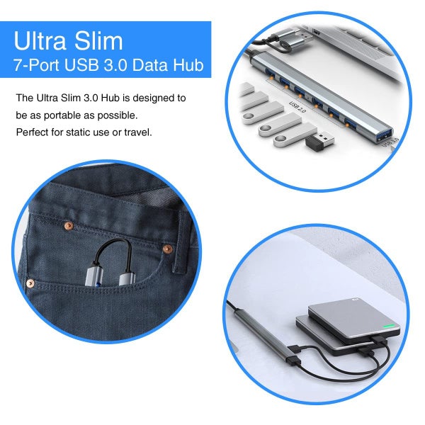 7-USB Port USB Hub 3.0 USB Splitter USB Extender Carousel 5