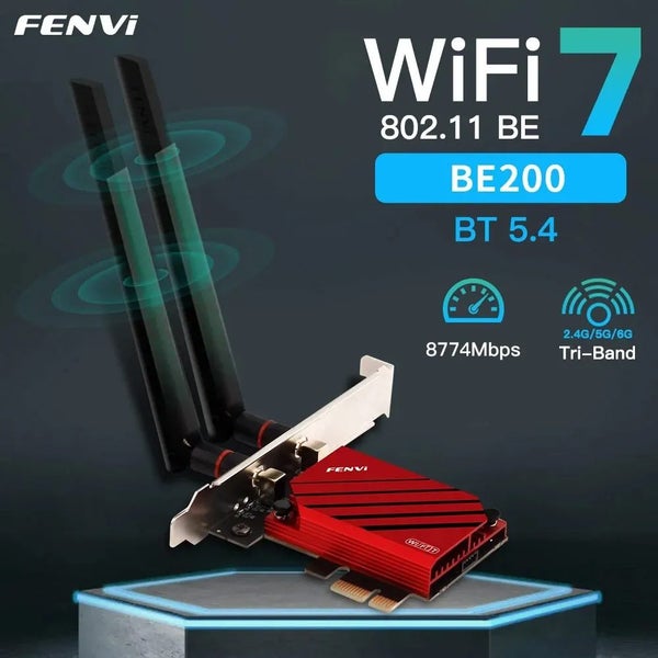 NEW FENVI 5.8Gbps WIFI7 PCIE Adapter 8774Mbps BE200 BT5.4 Gaming Tri Band2.4G/5G Carousel 1