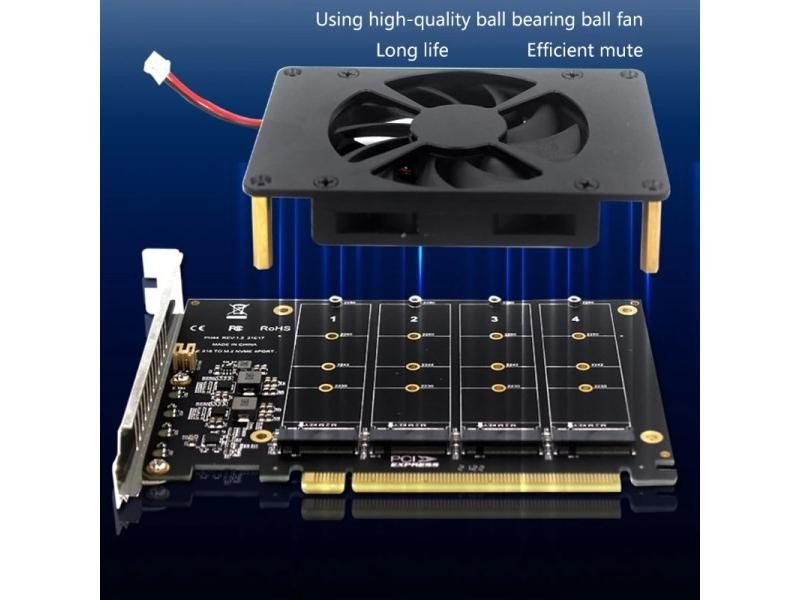 4 M.2 NVMe SSD PCIe X16 Adapter To 4 Ports With RAID Support Carousel 1
