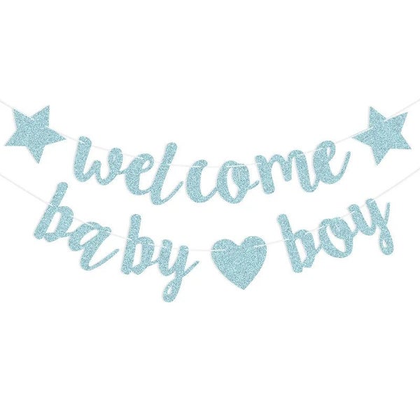 Welcome Baby Shower Its a Boy Blue Party Decorations Hanging Banner Supplies Carousel 1