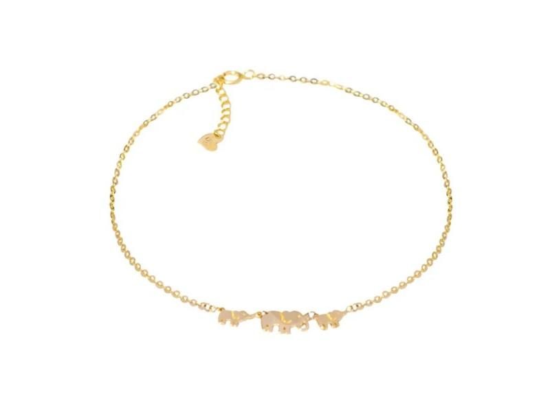 925 Sterling Silver 14K Gold Cute Elephant Anklets For Women Girls Carousel 1