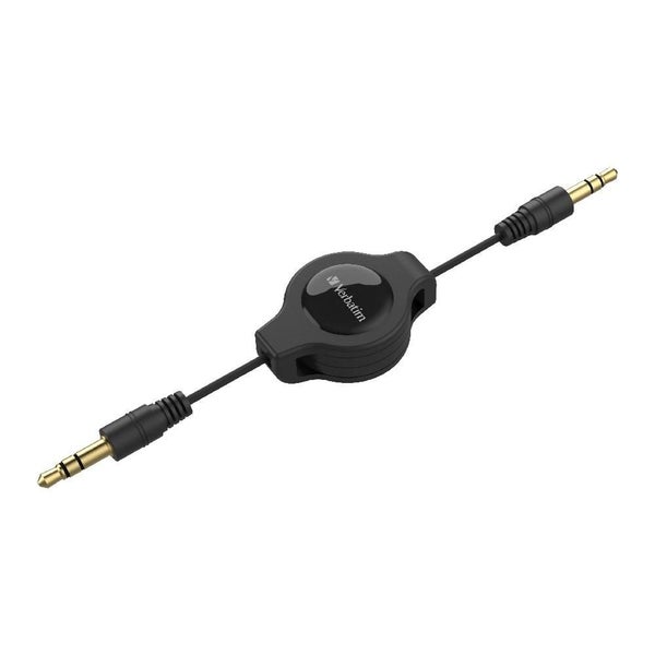Verbatim Essentials Retractable Audio Cable 3.5mm Aux 75cm - Black Carousel 2