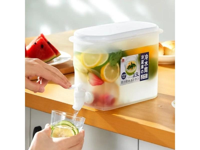 3.5L Freezer Water Jug Cold Lemon Juice Pitcher Beverage Drink Water Dispenser Carousel 1