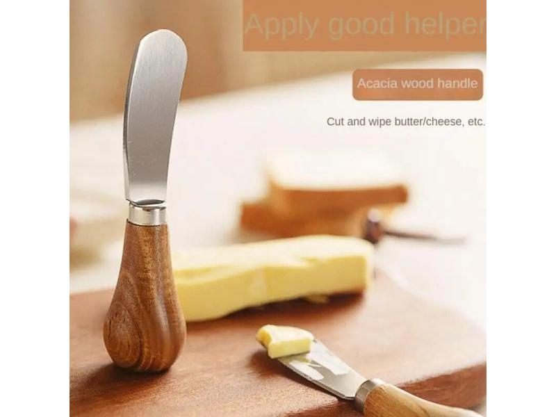 Stainless Steel Butter Knife With Wooden Handle Cheese Dessert Jam Knifes Cream Carousel 1