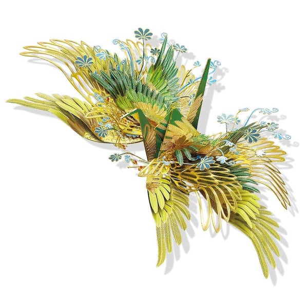 3d Metal Puzzle-one Thousand Origami Cranes for Love Amulet Model Building Ki... Carousel 1