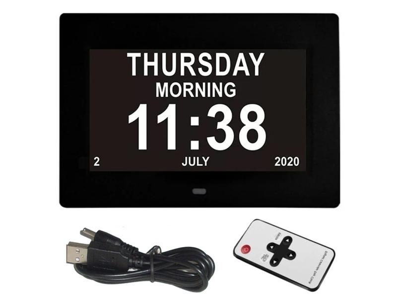 12 Digital LED Calendar Clock With Multi-Languages Medicine Time Reminder Carousel 1