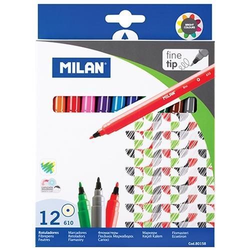Milan Fibretip Colour Pens 12's - 2 mm O Tip Carousel 1