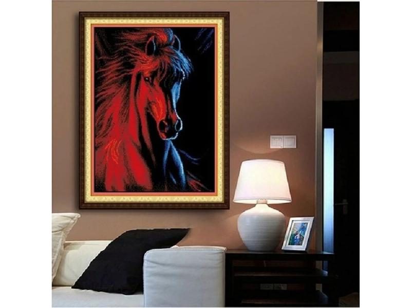 Needlework DIY Cross Stitch Embroidery Kit Set Fire And Ice Horse Animal Carousel 1