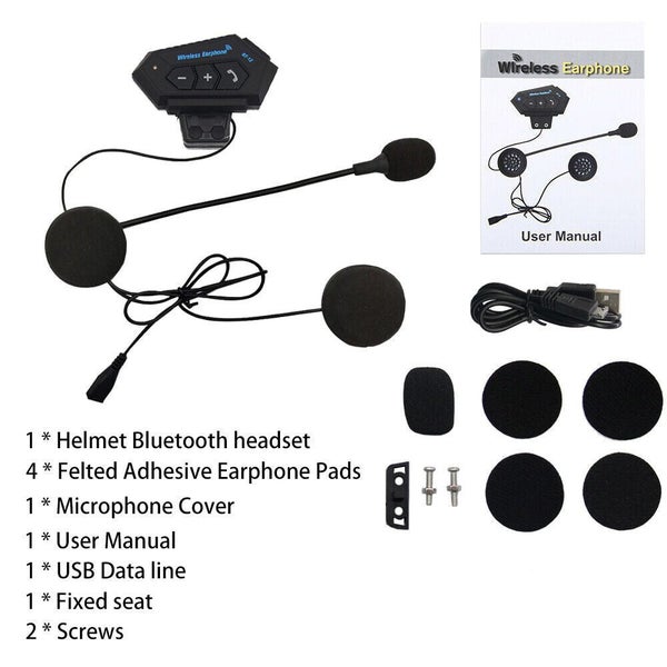 Motorcycle Helmet Bluetooth Headset Wireless Hands-Free Speaker Headphone Carousel 8