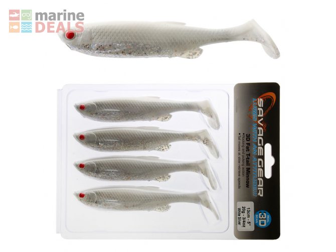Savage Gear Fat T-Tail Softbait 13cm White Silver Carousel 1