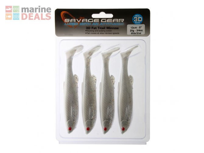 Savage Gear Fat T-Tail Softbait 13cm White Silver Carousel 2