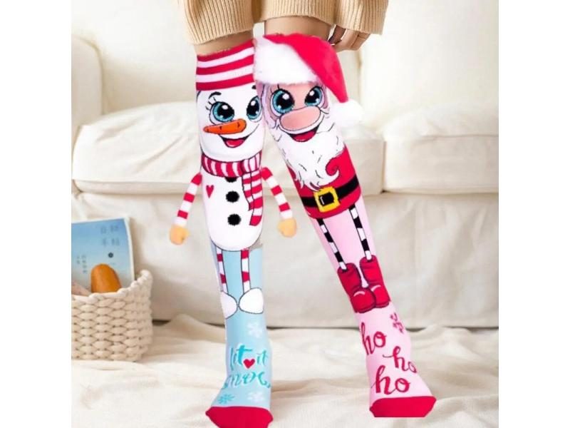 1 Pair Creative Cartoon Christmas Stockings Regular Fit Decorate Socks Carousel 1