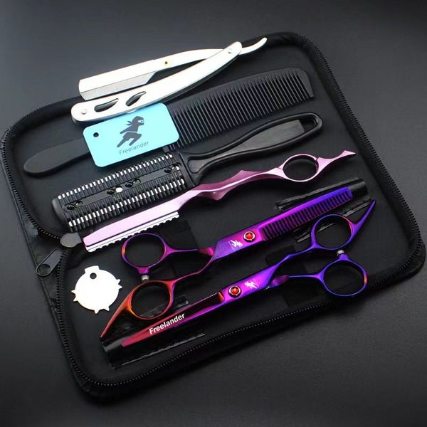Freelander 6.0-inch hair scissors 6-piece set purple Carousel 1