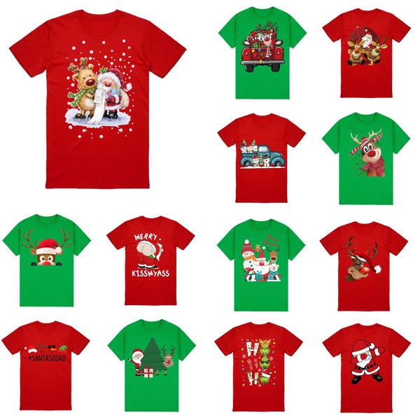 100% Cotton Christmas T Shirt Adult Unisex Tee Tops Funny Santa Party Custume R Carousel 3