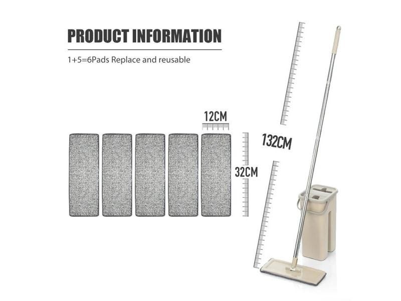 Flat Squeeze Mop Floor With Bucket Water Floors Cleaner Home Kitchen Wooden Carousel 1