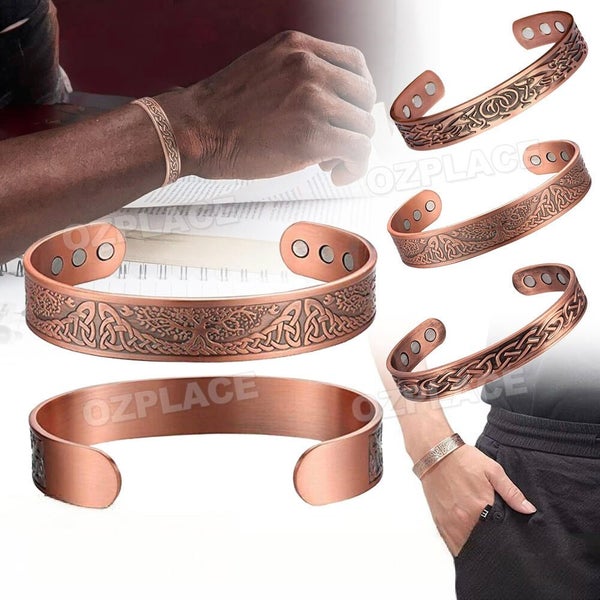 Pure Copper Magnetic Bracelet Arthritis Pain Relief Bangle Healing Therapy Gift Carousel 1